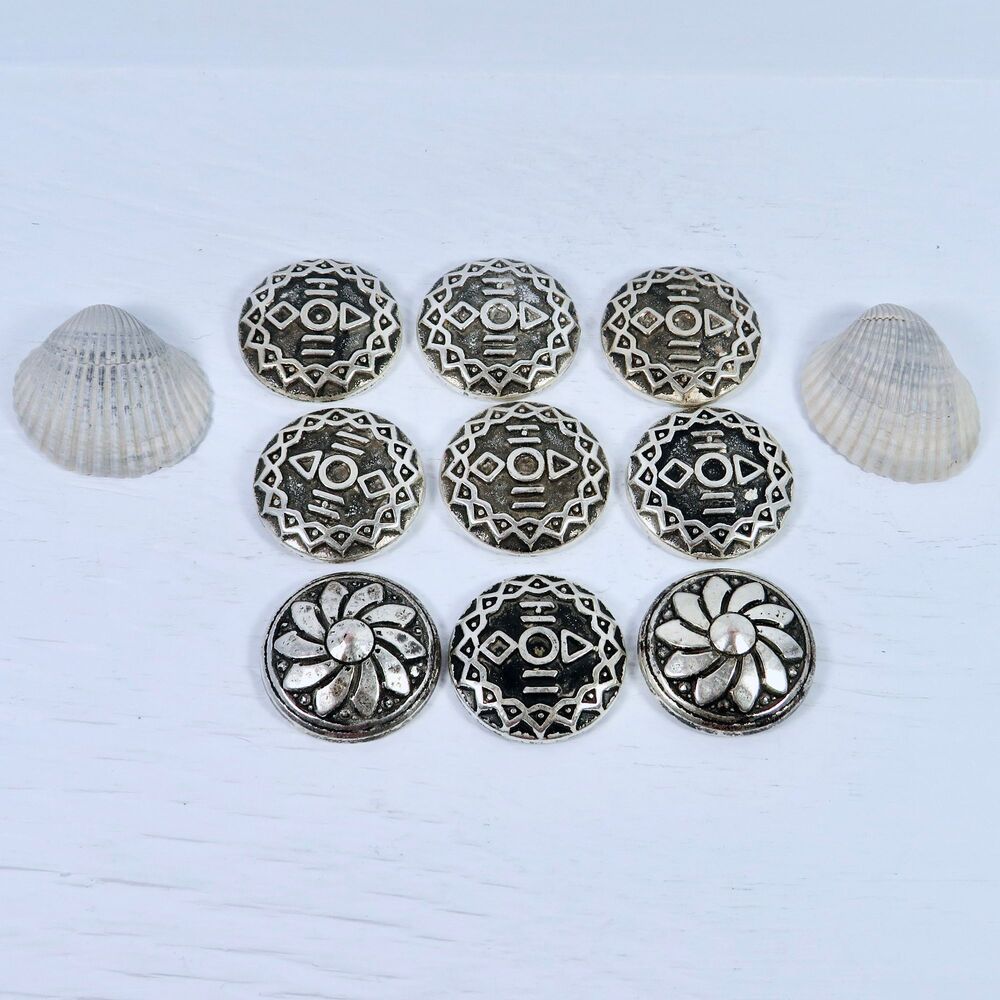 Vintage Metal Cabochons, Dangle Extenders, Jewelry Making Supplies Silver Toned